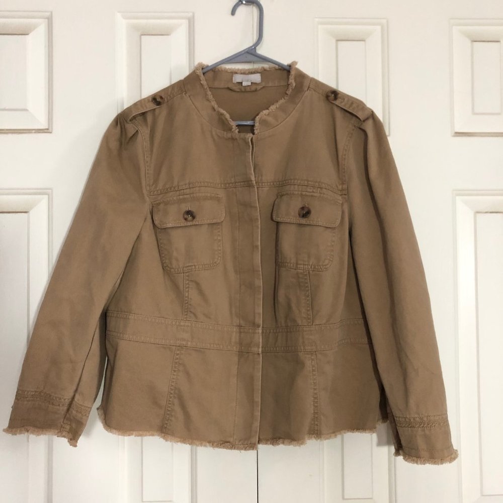 Loft Khaki Fringed Jacket
